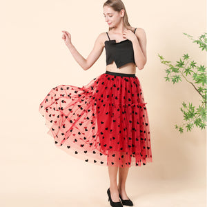 Tulle Tea-length Skirts A-line Puffy with Pleats