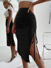 Load image into Gallery viewer, Sheath Side Slits Fustian Cord Knee-length Skirt