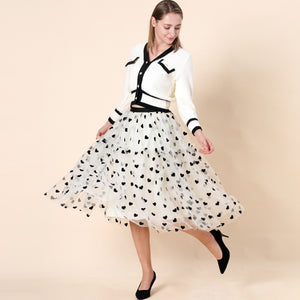 Tulle Tea-length Skirts A-line Puffy with Pleats