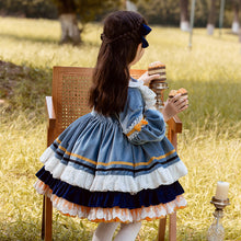 Load image into Gallery viewer, Sweet Love Blue Long Sleeves Velvet with Lace Bow(s) Girls Lolita Dress
