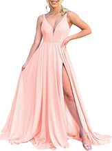 Load image into Gallery viewer, Burnt Orange Chiffon Bridesmaid Dresses Corset Back Adjustable Spaghetti Straps Maxi Dress with Slit