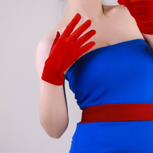 Velvet Gloves for Women Short Elbow Length Long Halloween Gloves Poison Ivy