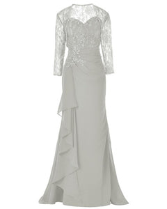 Elegant Lace Three Quarters Sleeves Gown Mother Of the Bride Groom Dress With Jacket For Wedding Party