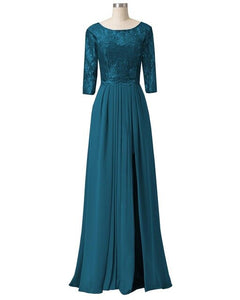 Elegant A Line Half Sleeves Lace Mother Of the Bride Dress Gown Chiffon For Wedding Groom Long Formal Evening Dress