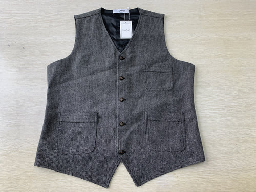 Saqulopr Vests Made to Order Grey Herringbone Tweed Waistcoat