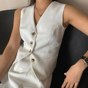 Suit Vest for Women Fashion Short Fit White Black Khaki