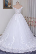Load image into Gallery viewer, Ball Gown Wedding Dress White Lace Off the Shoulder