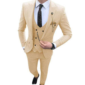 Men's Suit 3 Pcs Suit Collar Double Breasted Wedding Grooms Tuxedos Suits