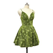 Load image into Gallery viewer, Green Floral Homecoming Dress 2022 Short with Corset Back