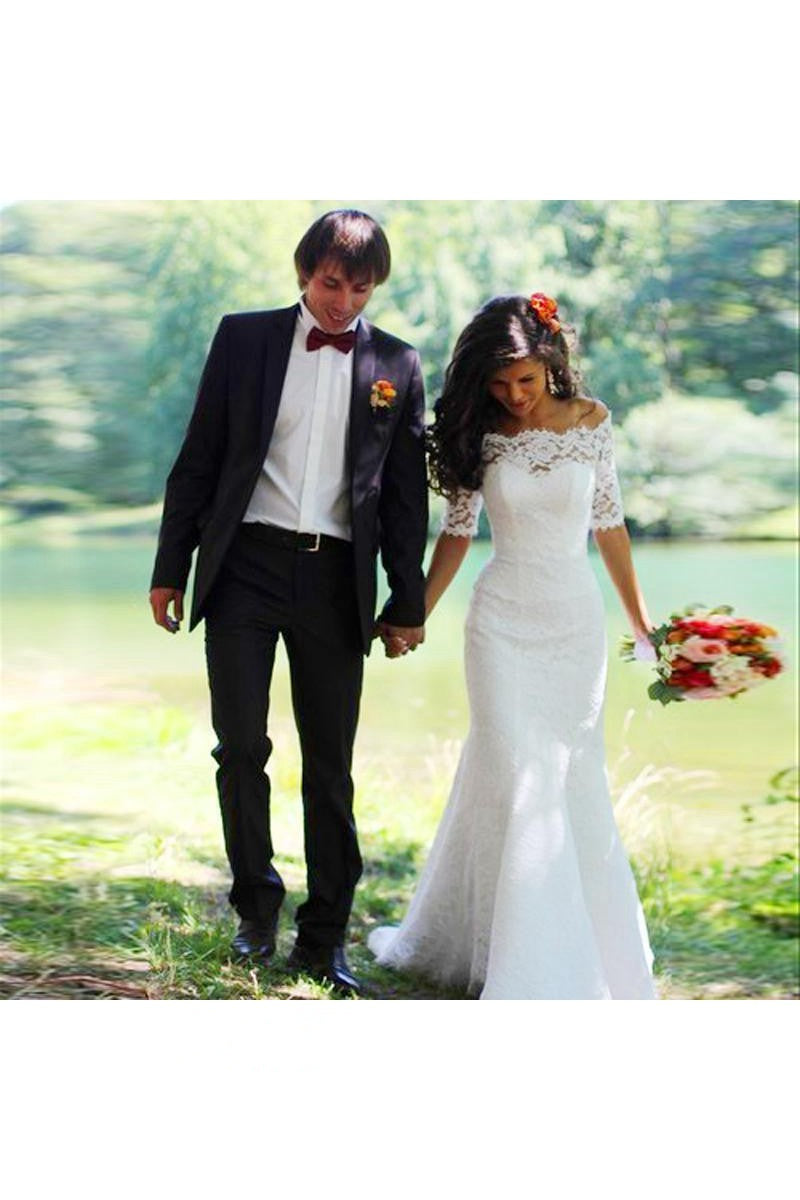 Lace Wedding Dress Ivory Mermaid Corset Back
