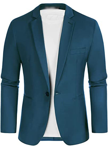 Men's Blazer Slim Fit One Button Lapel For Casual Business Wedding Jacket