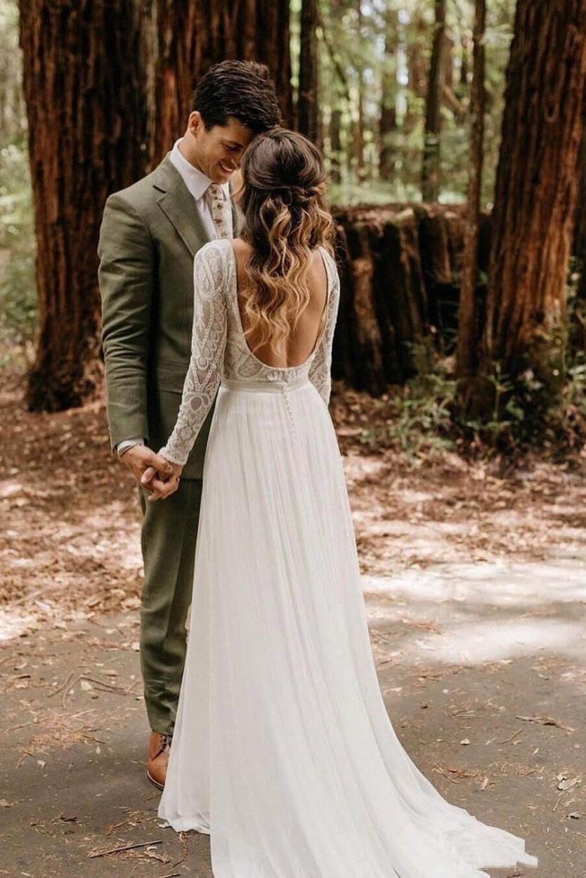 Long Sleeve Wedding Dress Ivory Lace Tulle Cream / Custom Size Long Sleeve Wedding Dress Ivory Lace Tulle Cream / Custom Size