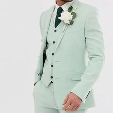 Load image into Gallery viewer, Men&#39;s Suit 3 Pcs Suit Collar Wedding Grooms Mint Slim Fit Tuxedos Suit 2021