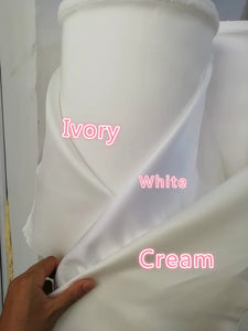 Modest Wedding Dress Ivory Satin with 3/4 Sleeves