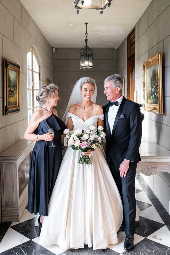 Simple Wedding Dress Ivory Satin Off the Shoulder  AnnaCustomDress
